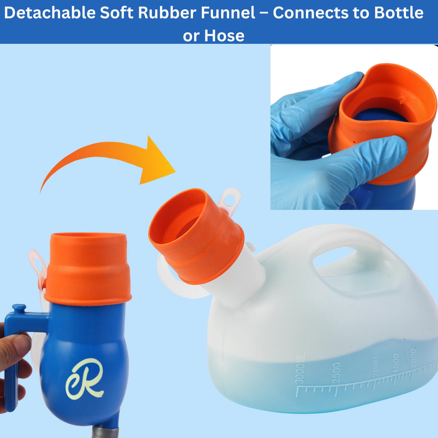 Upgraded Retrona Men's Portable Urinals - on Bed Male Pee Bottle