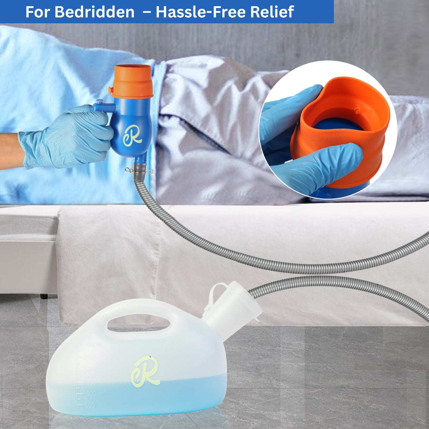 Upgraded Retrona Men's Portable Urinals - on Bed Male Pee Bottle